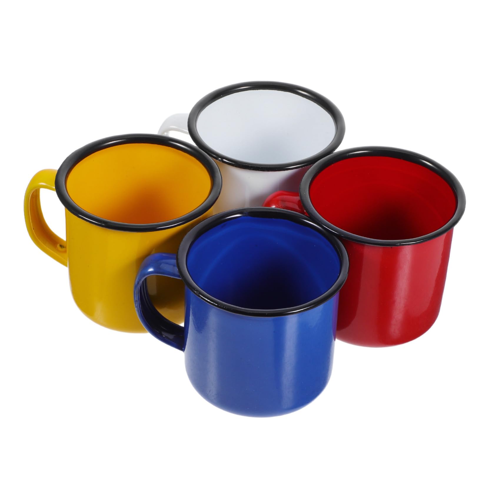 TEHAUX Emaillebecher im Vintage Stil für Camping und Outdoor | Emailliert, 4 Stück, Einfache Form, Robust Verarbeitet, Leicht zu Reinigen, für Picknick und Unterwegs