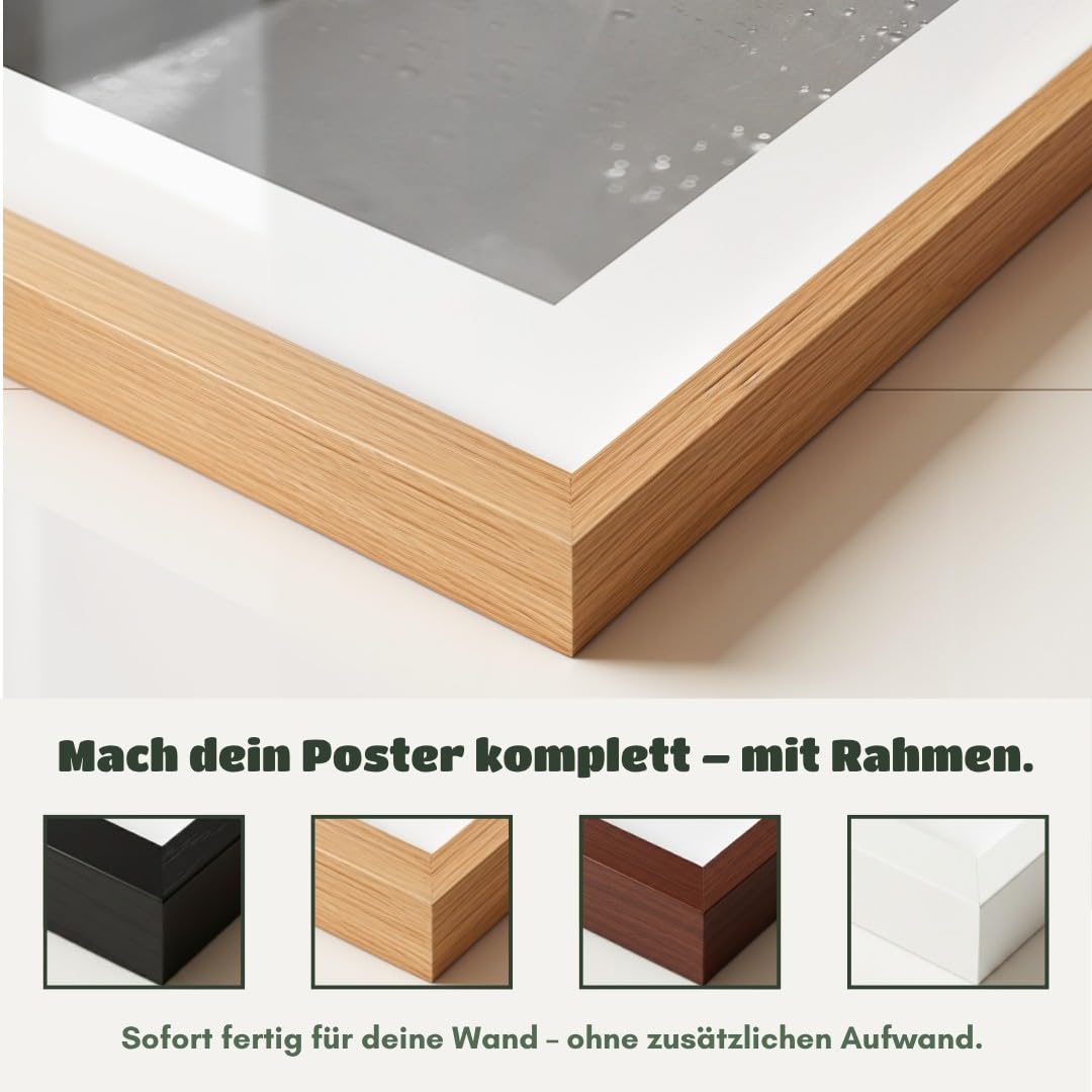 MJ-GRAPHICS® Yoga Hand Poster Meditation Zen Wandbild A2 mit beigem Rahmen