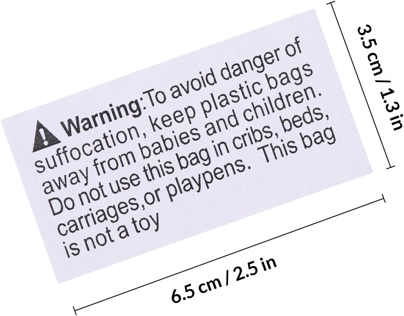 1000pcs White Rectangular Suffocation Warning Labels Self-Adhesive Choking Hazard Stickers for Packaging and Shipping Safety