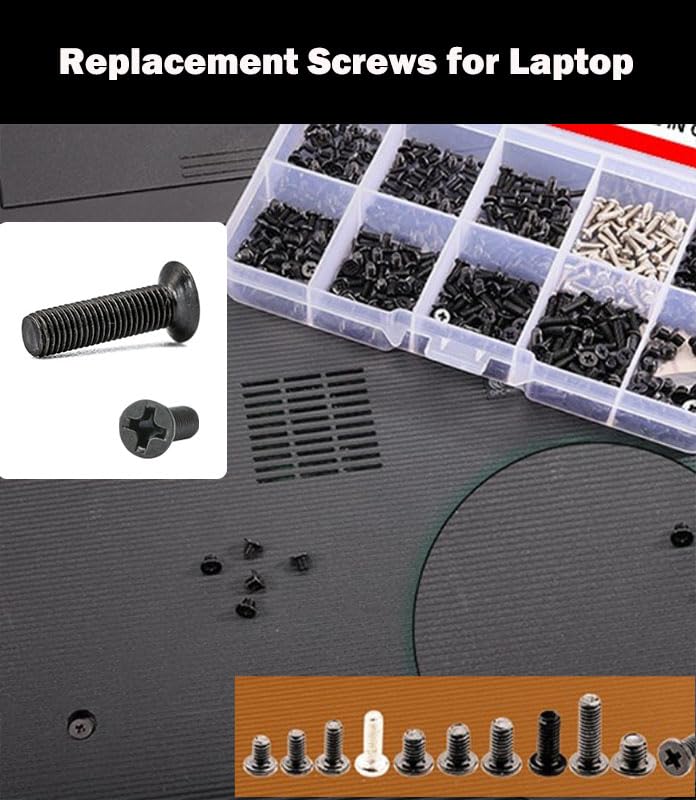 500pcs (10 Sizes) Laptop & Desktop Computer Carbon Steel Replacement Screw Assortment Kit M2 M2.5 M3 Flat Round Head Combo Set with Storage Box