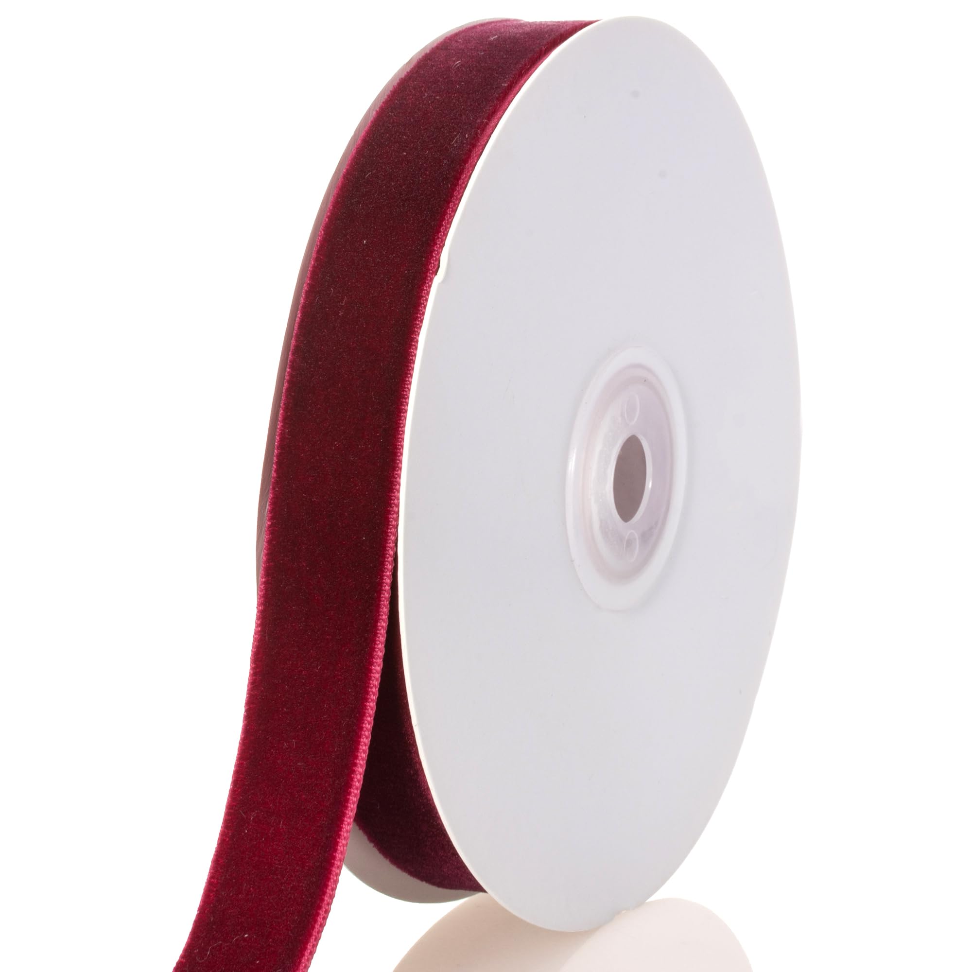 ATRBB Wine Red Velvet Ribbon - 5/8 Inch Width, 10 Yards Per Roll - Classic Elegant Flocked Ribbon for Gift Wrapping, Crafts, and Decorations