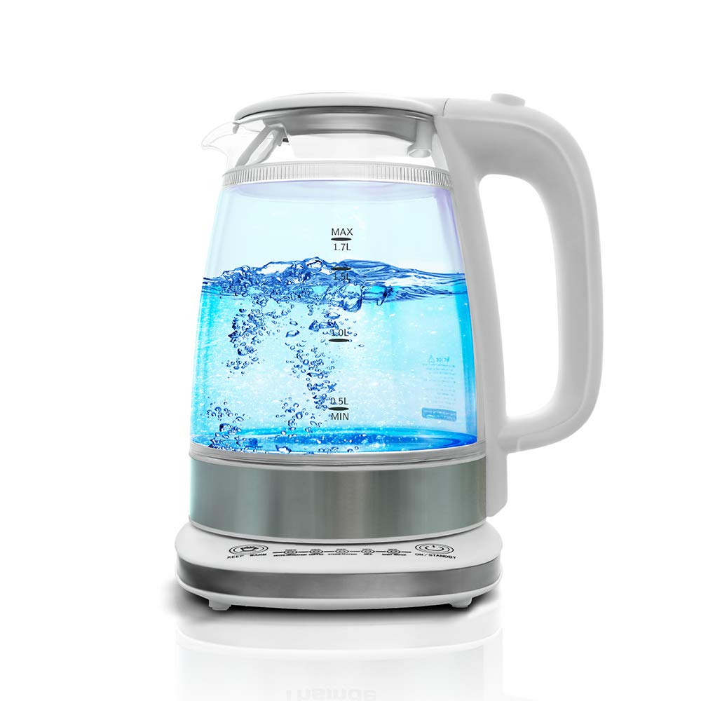 Electric Kettle, 1.7L Glass Water Kettle with Blue LED