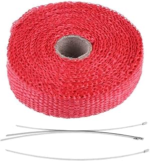 Akozon Fascia di protezione termica Coperchio di scarico Scarico di calore 5m Coprimoto per auto Copertura di scarico termico con 4 fascette (rosso)