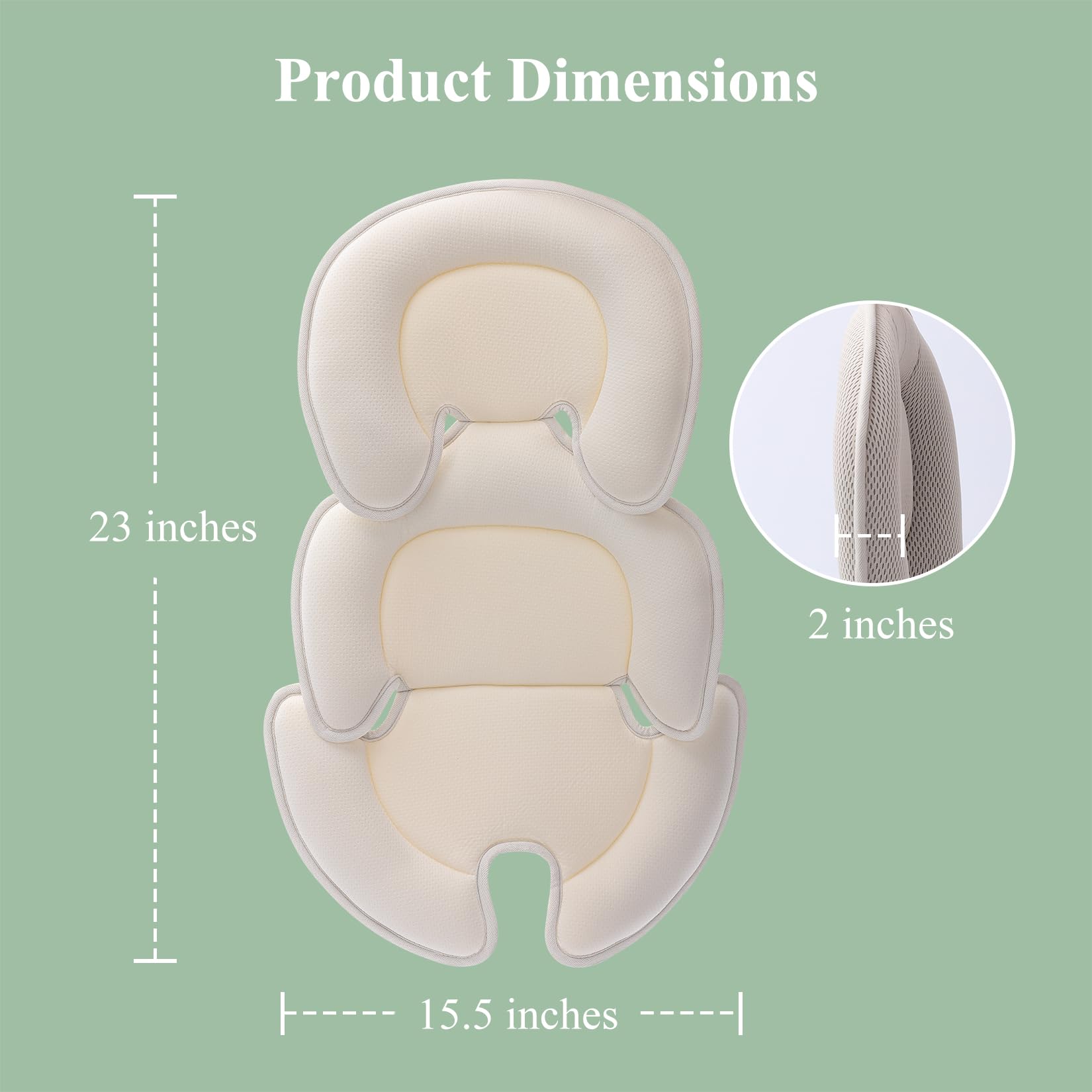 Innokids Relleno para Asiento de Coche Infantil, Almohada de Apoyo para la Cabeza y el Cuerpo para recién Nacidos, Apto para sillas de Coche y cochecitos (Blanco Crema)