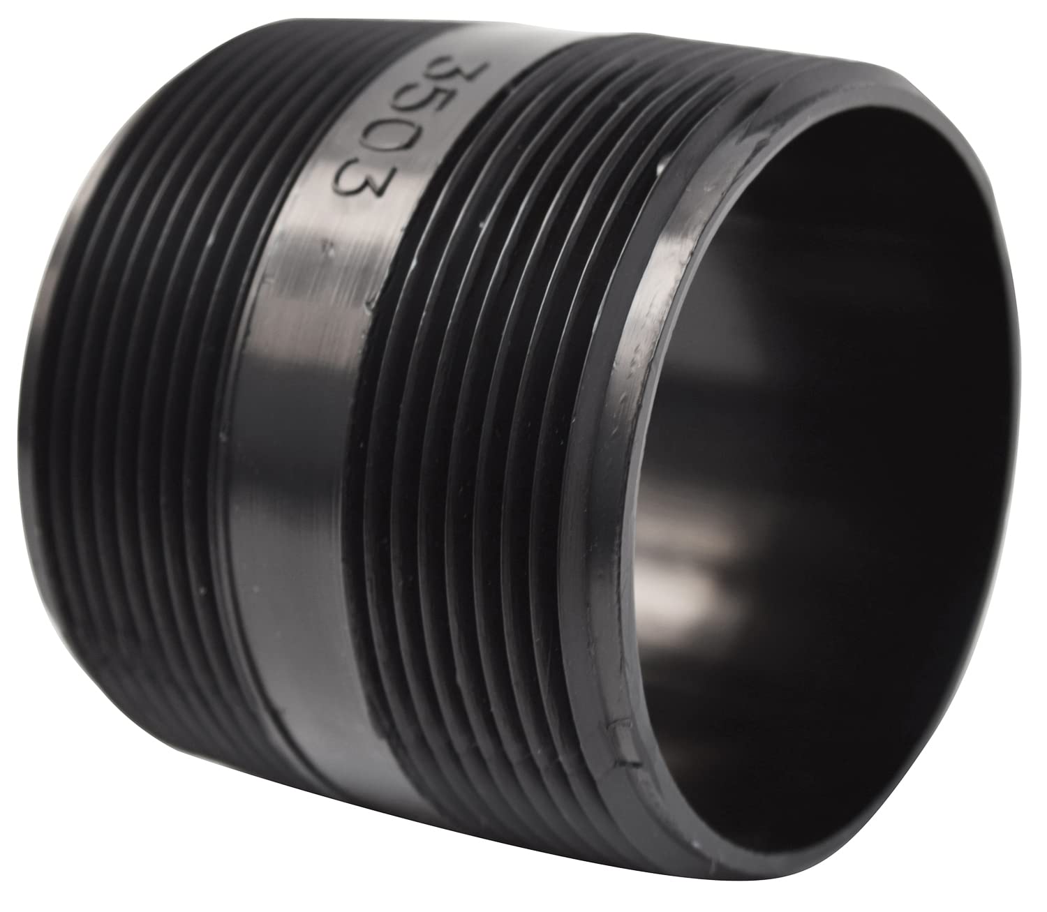 Valterra T3503 ABS Threaded Nipple - 3" x 3" , Black