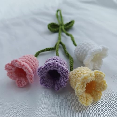 Miniatura 3 de Planta de ganchillo, bonito lirio de valle, espejo retrovisor para colgar en el interior del automóvil, accesorios estéticos de decoración de flores