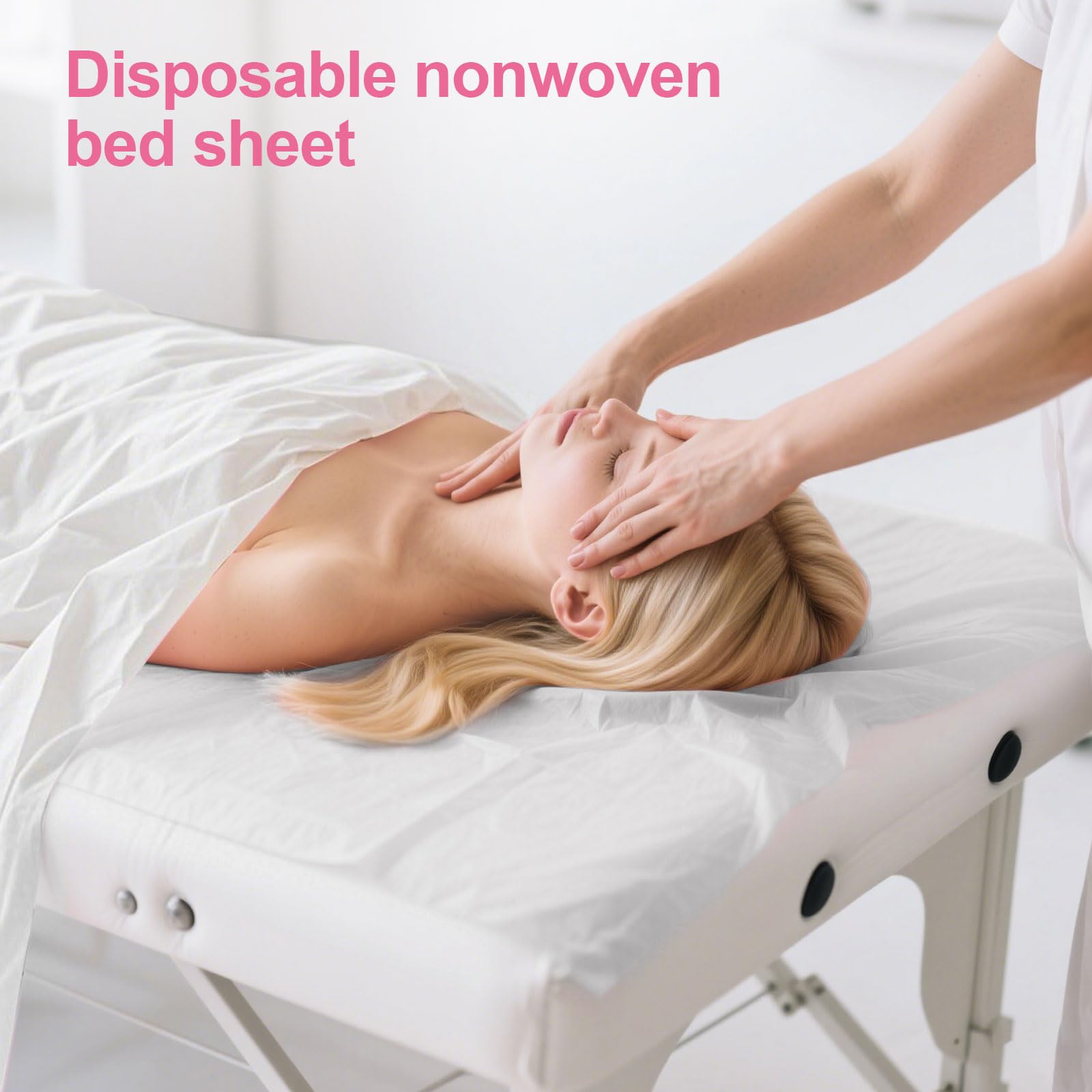 200 sábanas desechables para mesa de masaje de 31 x 71 pulgadas, fundas de cama de tela no tejida para spa, masaje, belleza y tatuajes, transpirables, higiénicas (blanco)