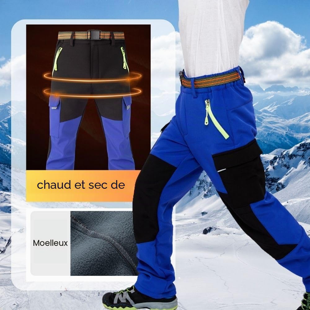 Pantalon thermique imperméable pour garçons et filles, pantalon de neige, pantalon d'extérieur d'hiver, pantalon cargo doublé, pantalon de ski softshell pour enfants
