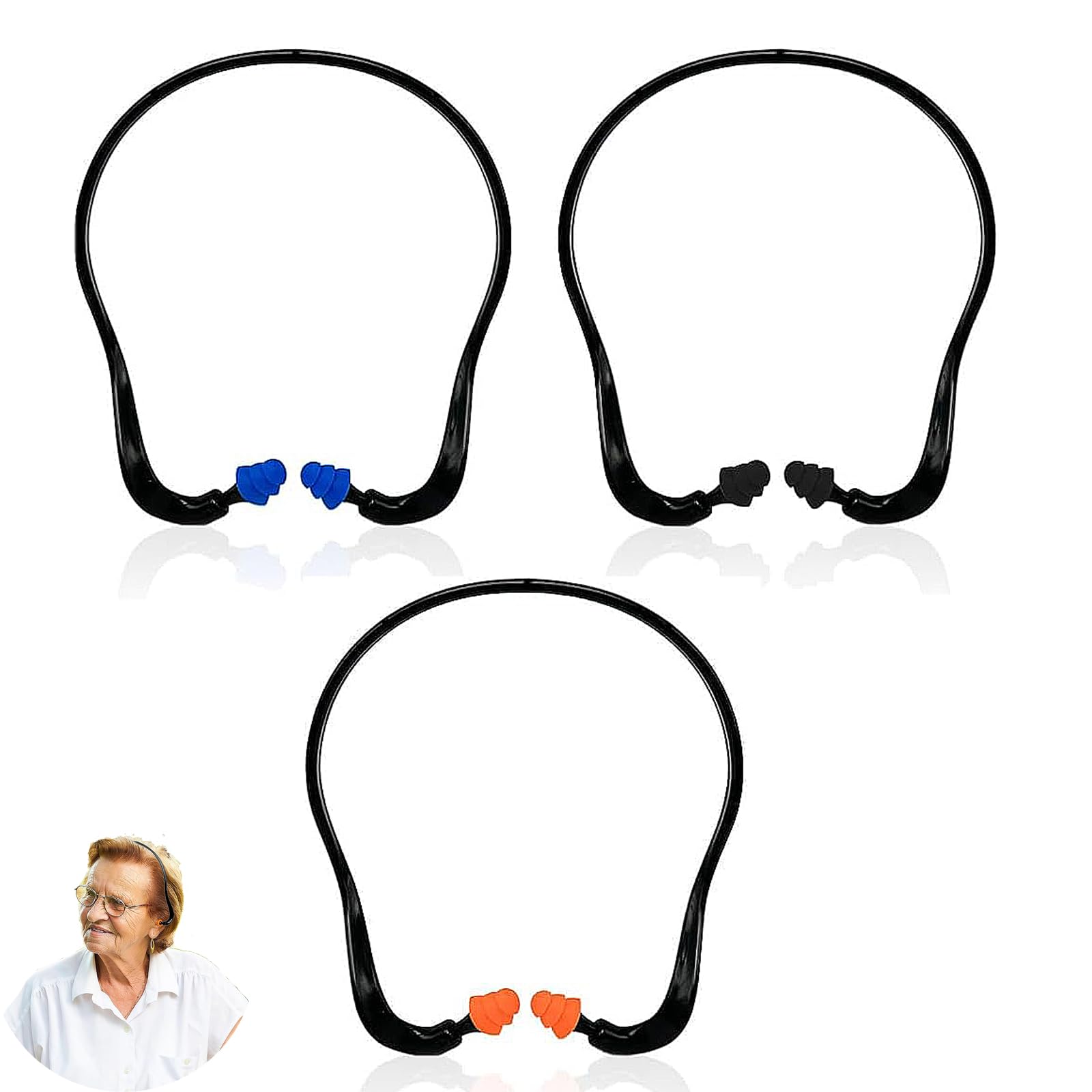 3 Pieces Caps Banded Earplugs, Ear Plugs for Work, for Sl...
