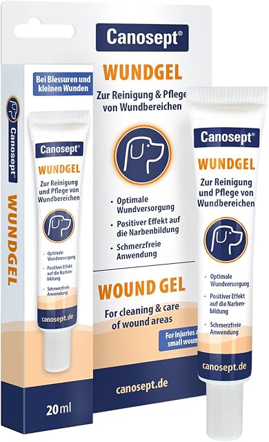 Canosept Wound Gel for Dogs 20ml - Wound ointment dog - Cleaning & care of wound areas - Dog wound cream - Recommended by vets - Painless application