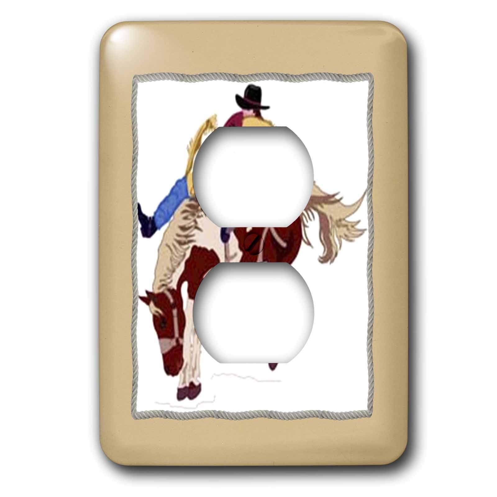 Funda de enchufe doble de vaquero 3dRose lsp_38935_6 con marco de cuerda rústico y elegante