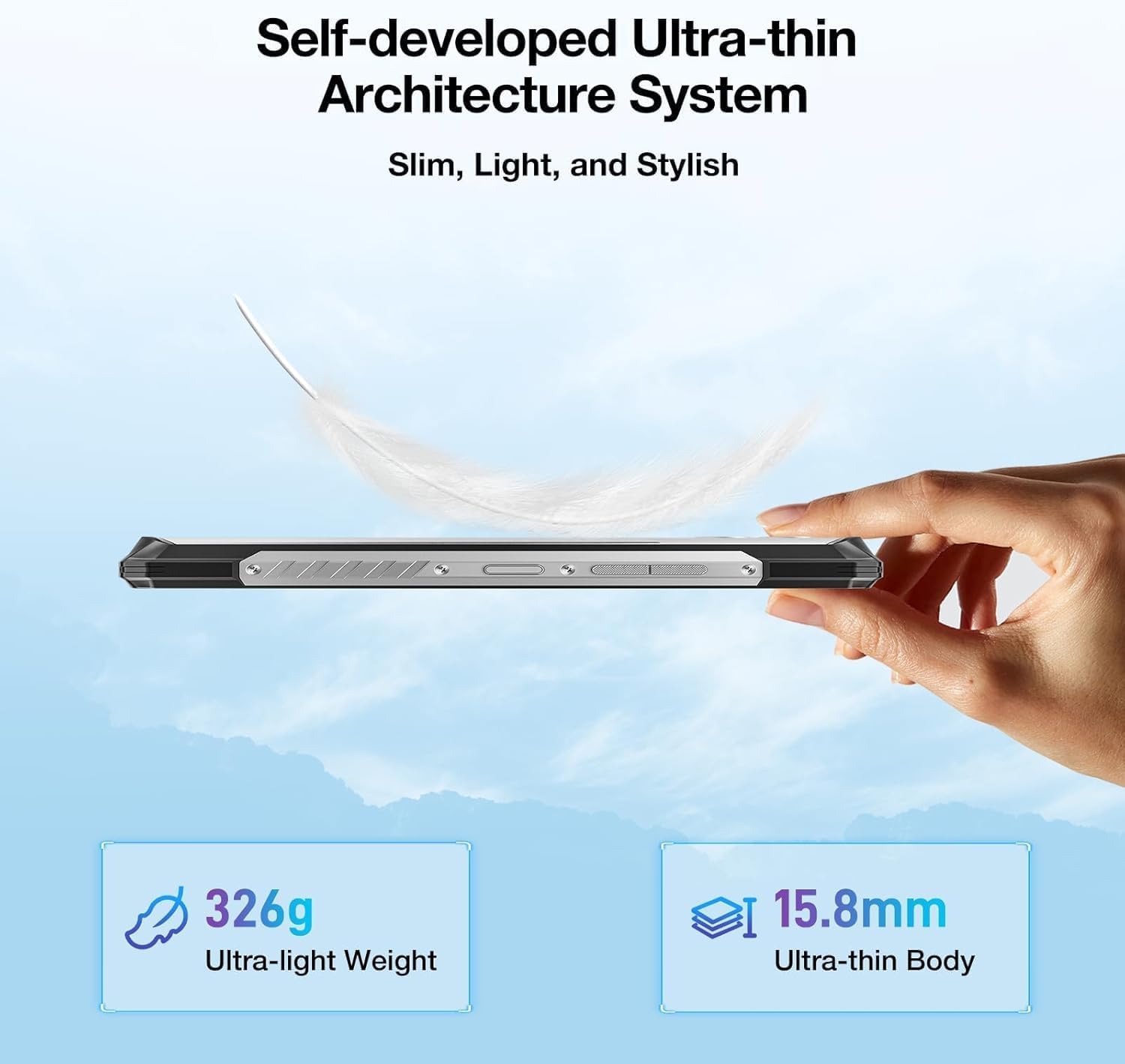 Lado profile of the DOOGEE Blade 10 Max, highlighting its slim design