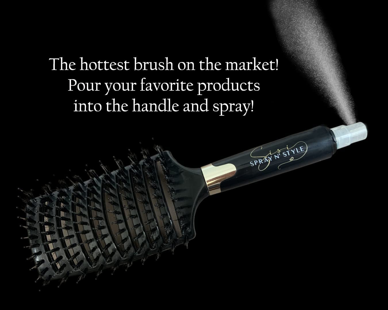 Sisi Spray N’ Style- 2-in-1 Mist & Detangle Brush for All Hair Types | Spray Handle Works with ANY Product | Wet & Dry Use | Vented Brush Head with Massaging Bristles/Sensory Safe