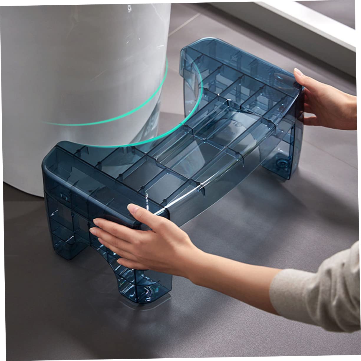 Taburete de Baño Antideslizante para Inodoro, Plástico Pet Azul
