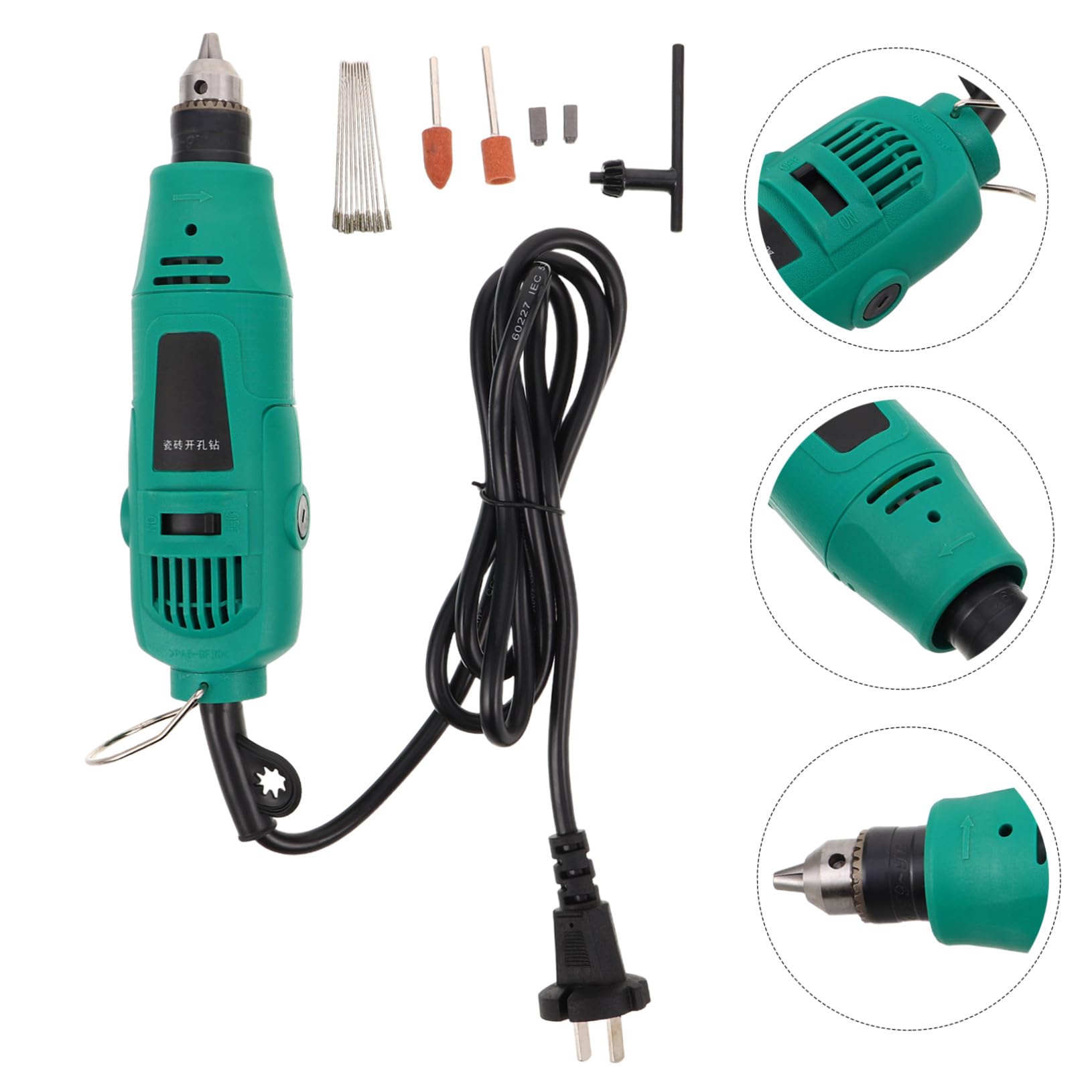 DOITOOL Taladro Eléctrico Compacto con Cable Brocas de y Cabeza de Lijado Taladro Portátil para Taladrar Azulejos y Electrónica Proyectos Domésticos y Bricolaje