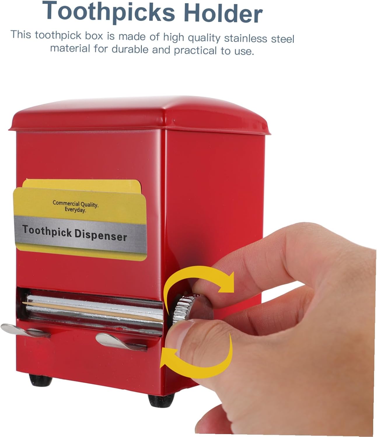 VANZACK Stainless Steel Toothpick Dispenser Retro Style Automatic Vending Machine Toothpick Box for Home Office Restaurant Compact Holder