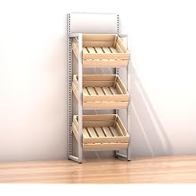Multi-Tier Wooden Display Rack for Fruits and Vegetables, Durable Storage Solution for Commercial Supermarkets and Kitchen Organization