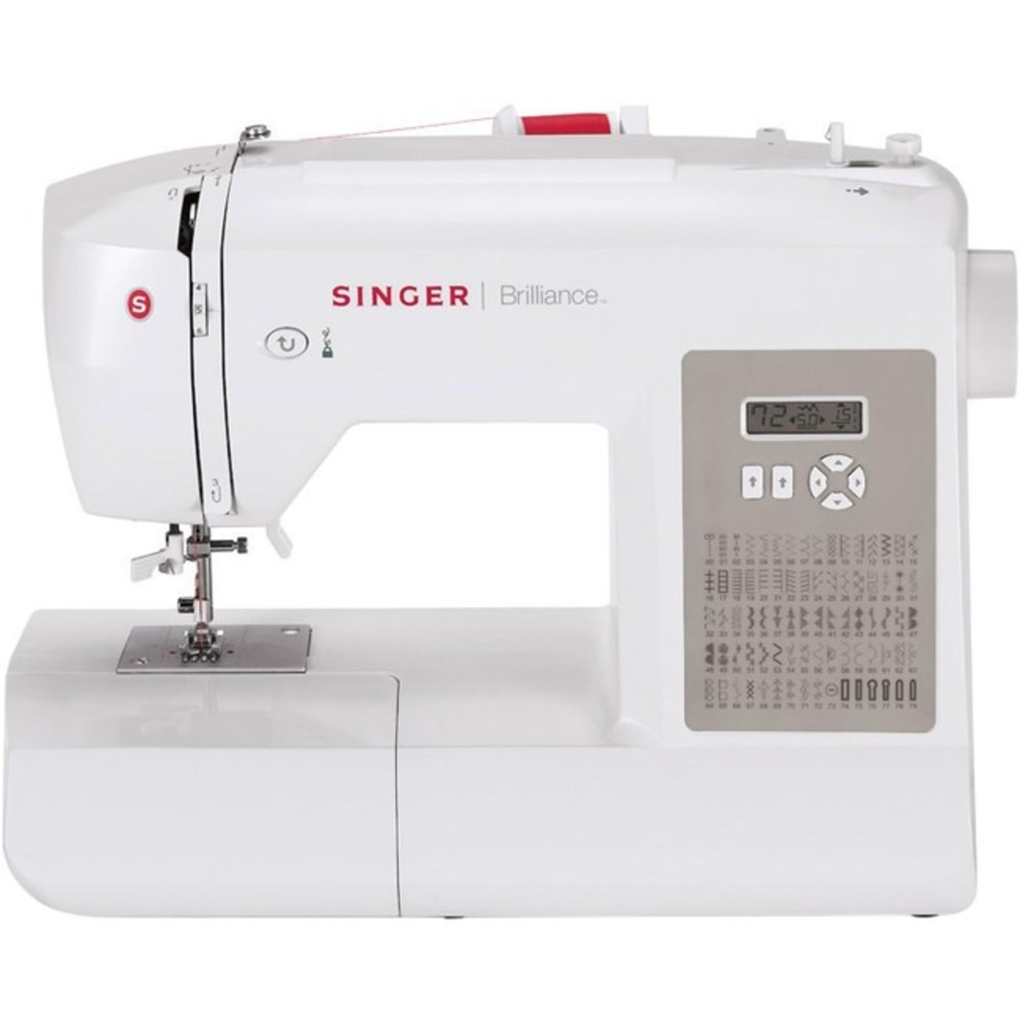 SINGER | Brilliance 6180 Portable Sewing Machine with Easy Threading and Free Arm, White/Gray