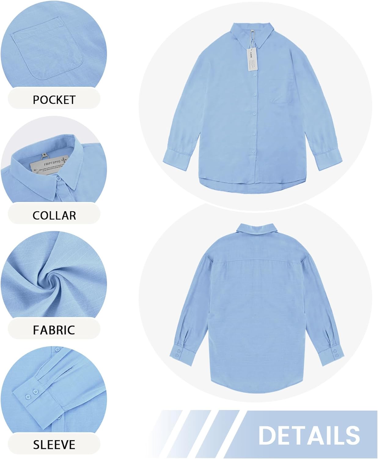 Womens Summer Linen Shirts Casual Button Down 2026 Long Sleeve Cotton Top Blouse Shirt with Pocket - Image 4