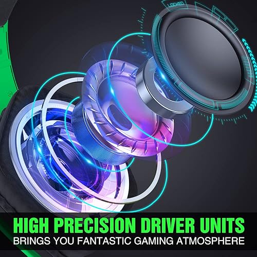 Miniatura 5 de BENGOO G9700 Auriculares para juegos para PS4 PS5 Xbox One PC Controller, cancelación de ruido sobre la oreja Auriculares con micrófono, luz LED