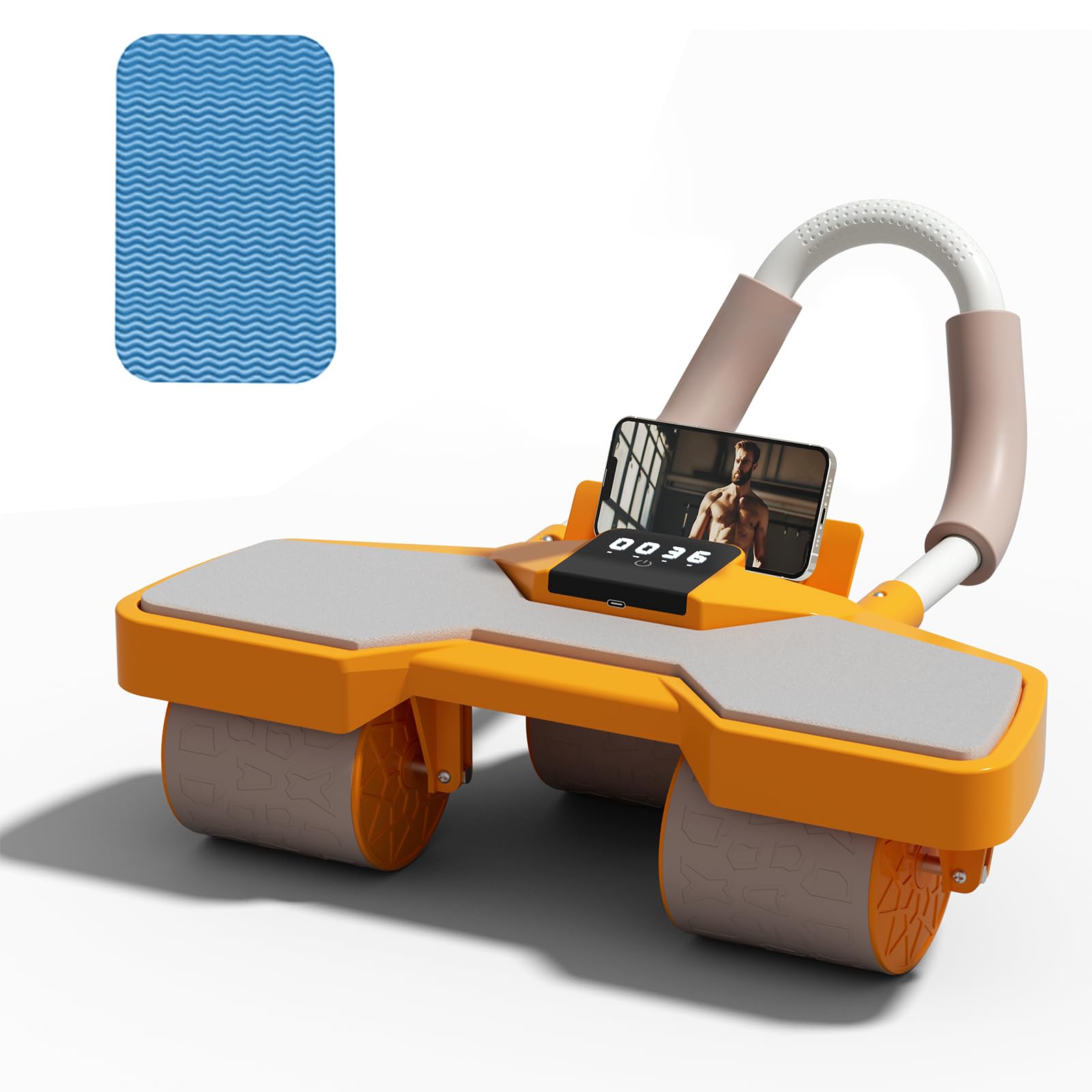 Ab Roller Wheel with Knee Mat and LED Counter, Elbow Support Automatic Rebound Abdominal Wheel, Perfect Exercise Ab Wheel for Core Workout Home/Gym