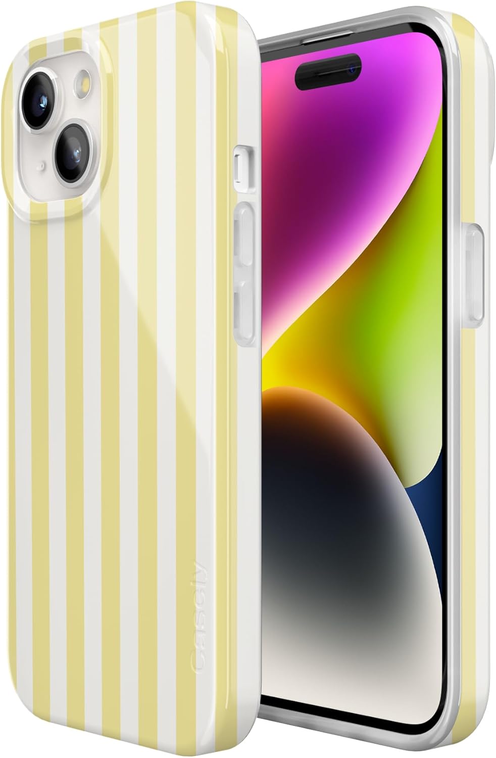 Casely iPhone 15 Case | Butter Yellow Stripes | Sunday Best | Compatible with MagSafe | Classic Ultra Slim Design