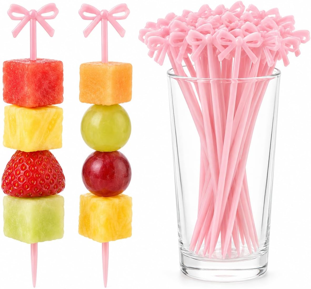 ABOOFAN 60Pcs Black Bow Cocktail Picks for Appetizers and Drinks