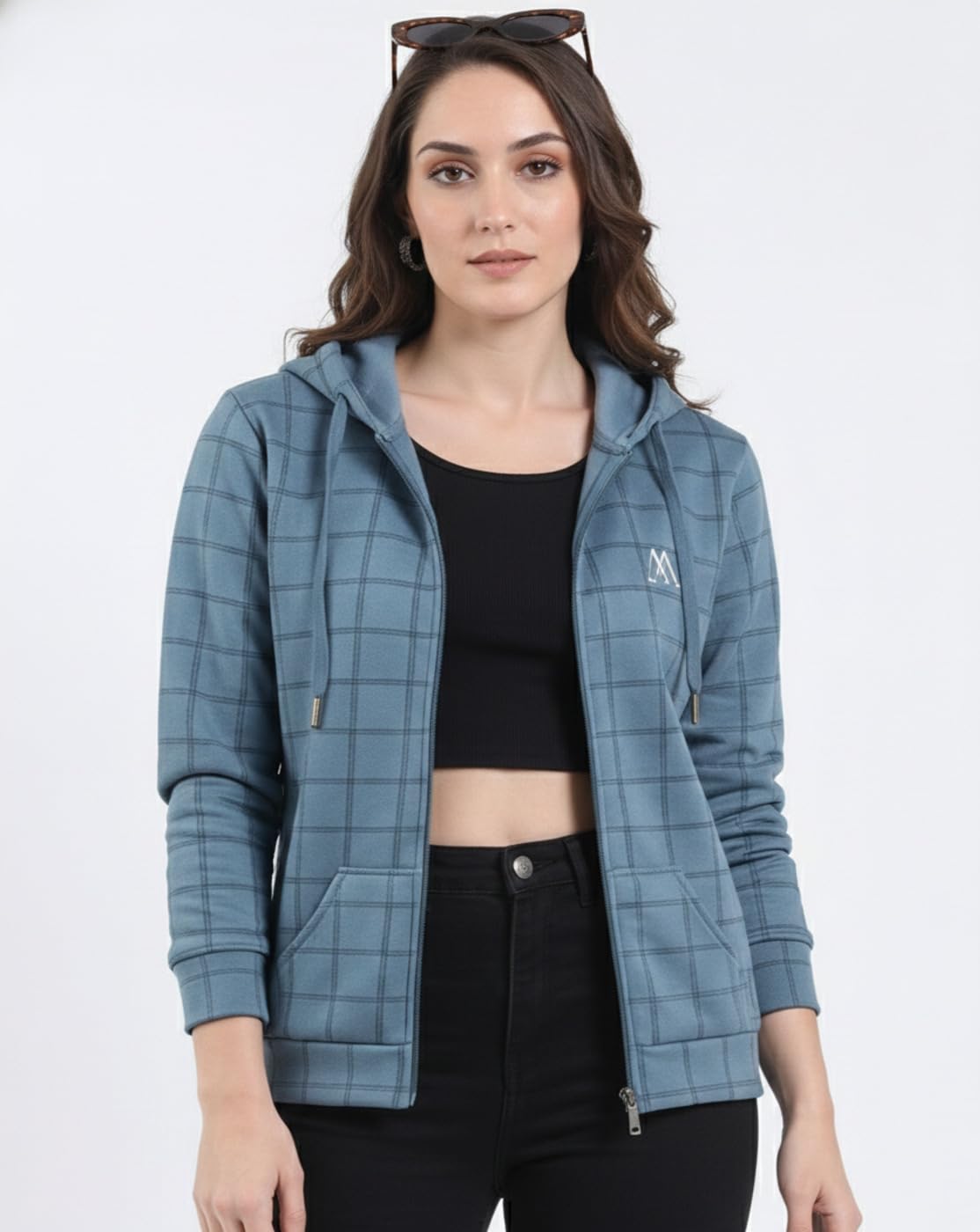 MAYKR Women’s Stylish Zip Hoodie Jacket | Casual Winter Sweatshirt with Hood|38 Blue 2