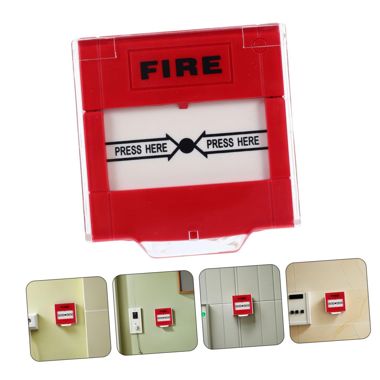 SHINEOFI Botón de Alarma de Emergencia contra Incendios Rojo de Plástico, Diseño de Respuesta Rápida y Compatible Sistemas para Espacios Privados y Públicos, Paquete de 2 Piezas
