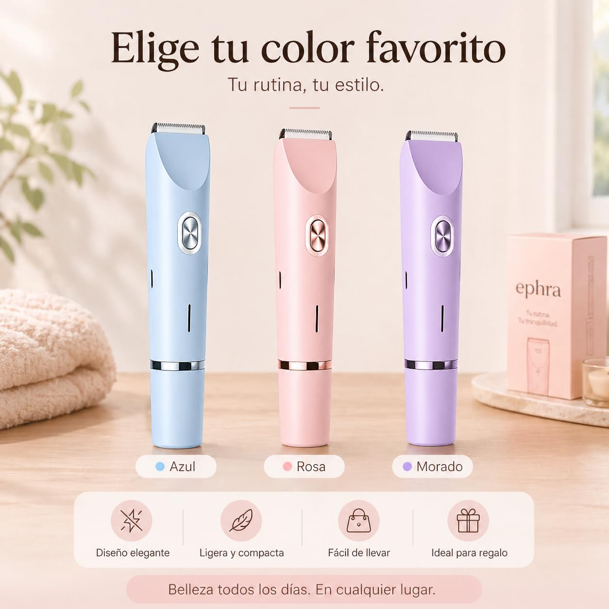 Ephra Afeitadora Mujer, Sanuvia Depiladora,Depiladora Eléctrica Mujer Recargable de Doble Cabezal, Afeitadora Corporal Completa para Piernas, Axilas, Brazos y Zona Bikini, Uso Húmedo y Seco (Púrpura)