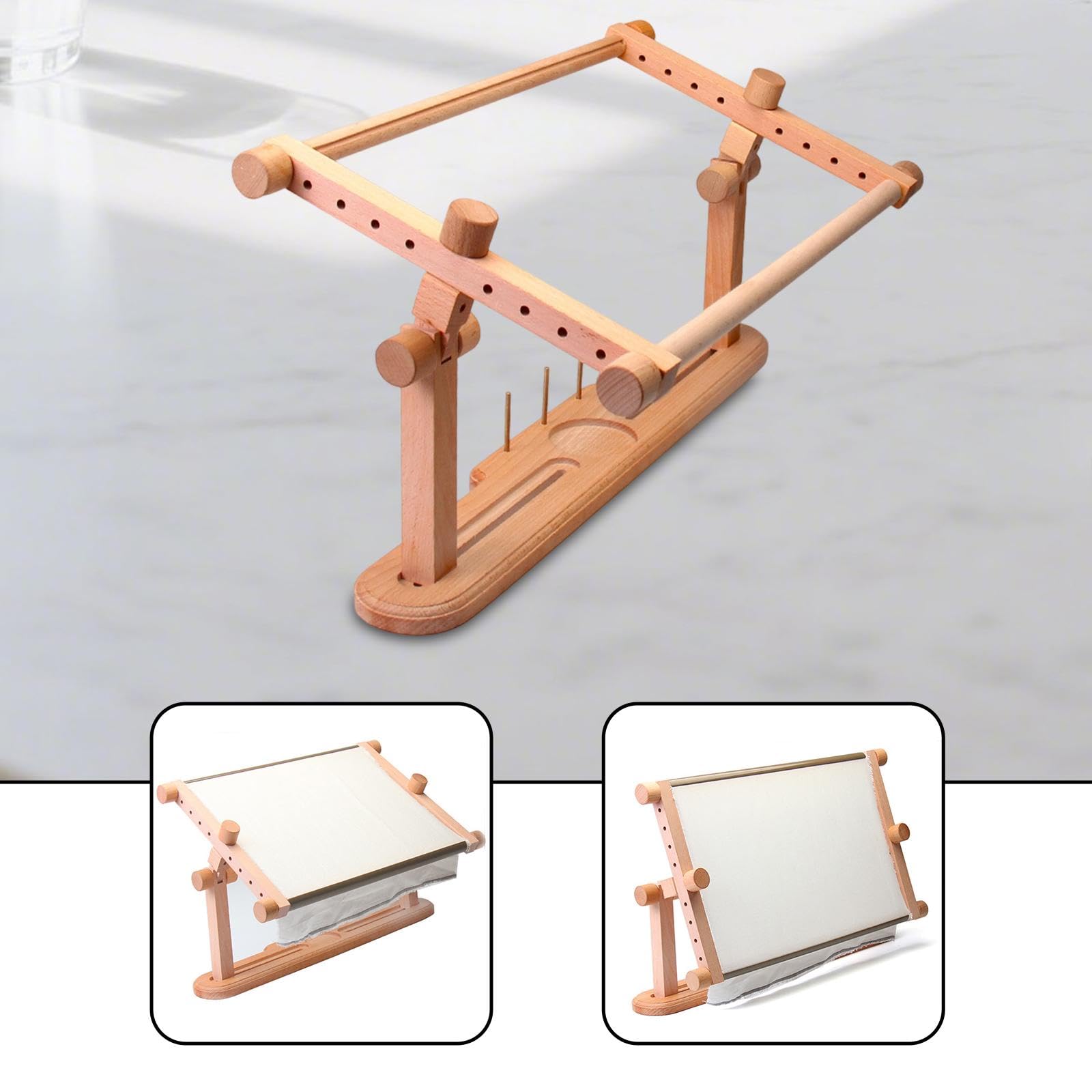 rockible Bastidor de Bordado de Madera Ajustable, Portátil, para Mesa, Regazo, Accesorio de Costura, Bastidor Multiusos para Punto de Cruz.