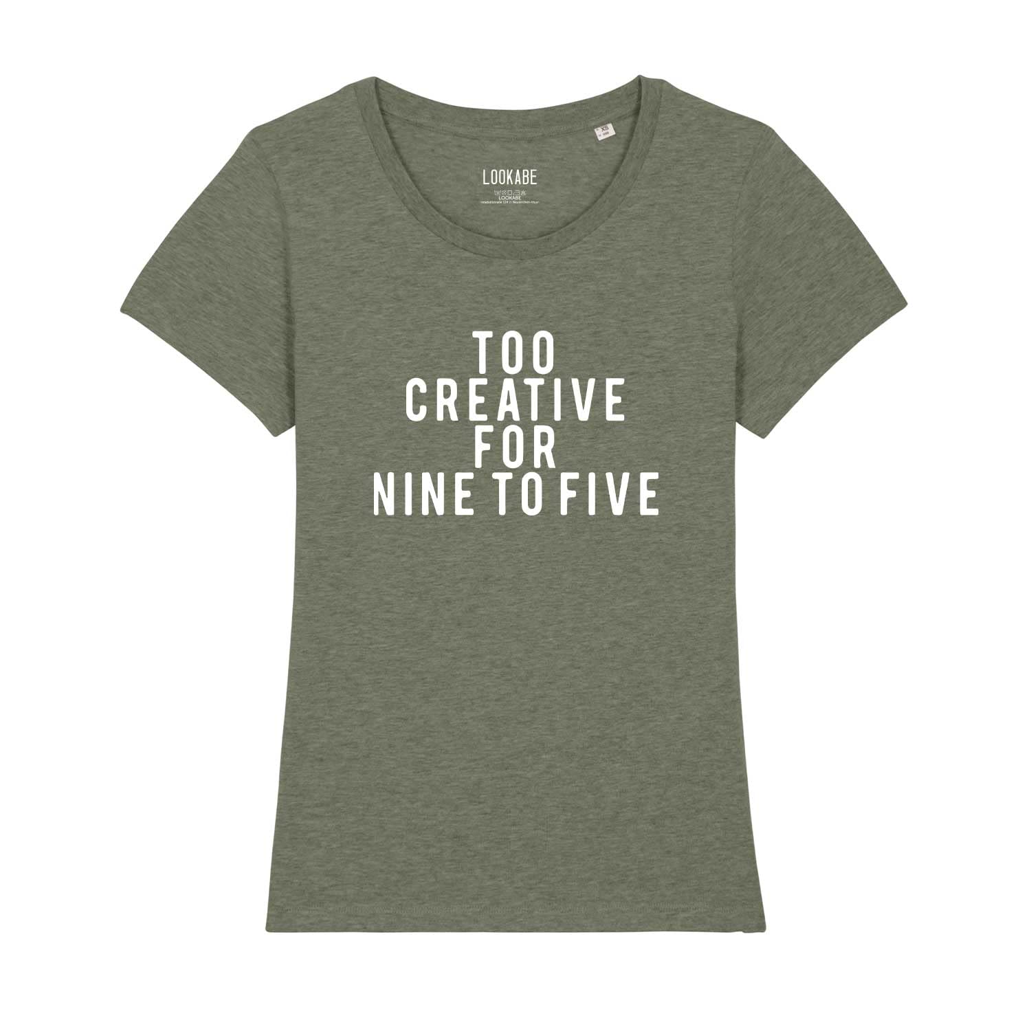 Damska koszulka Expresser - Too Creative - Sportowy styl Street-Style Basic T-shirt z bawełny organicznej na wiosnę i lato, Mid Heather khaki, S