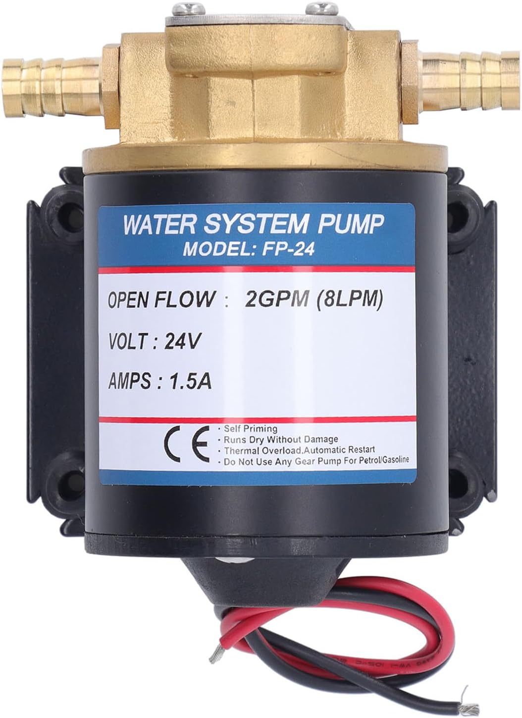 EVTSCAN 36W 2GPM Self Priming Electric Gear Pump DC 24V for Motor Oil, Diesel Fuel or Water, Compact Low Noise Impeller Gear Pump for Industrial and Automotive