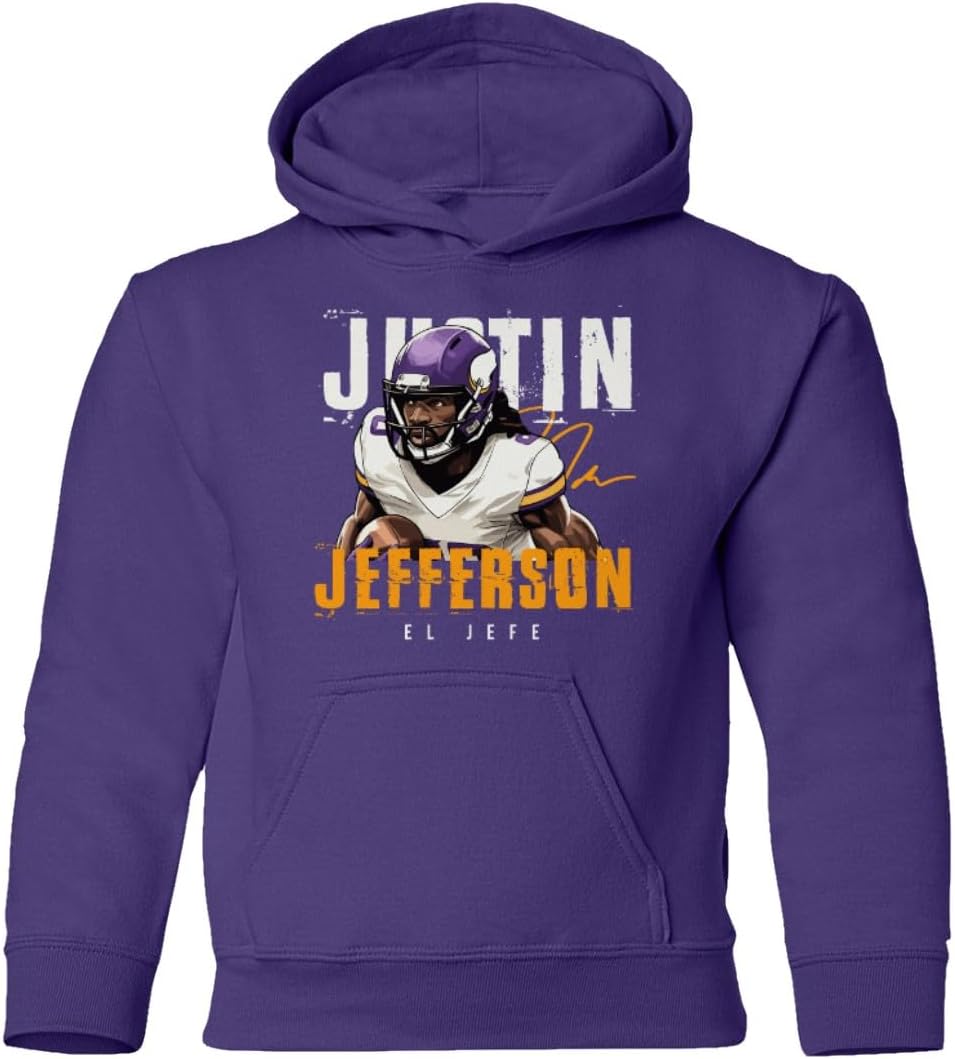 Jefferson Minnesota Football Wide Receiver Signed Youth Hooded Sweatshirt