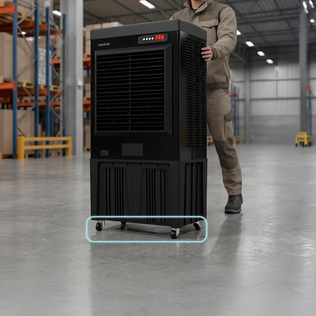 Cecotec Climatiseur Évaporatif Industriel AirIndustry 110000, 350W | Réservoir 110 L, 9000 Débit m3/h, 3 Vitesses Réglables, Oscillation, Roues Multidirectionnelles