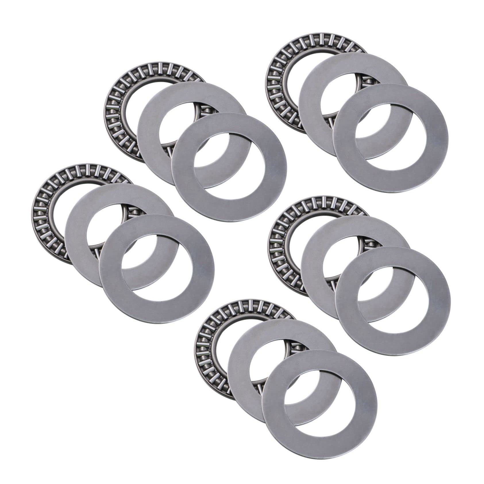 OUNONA 5 Pcs Flat Roller Thrust Needle Bearing Needle Thrust Bearing Needle Bearing Washer Single Direction Thrust Bearing Washers Axial Roller Silver High Temperature Bearing Steel