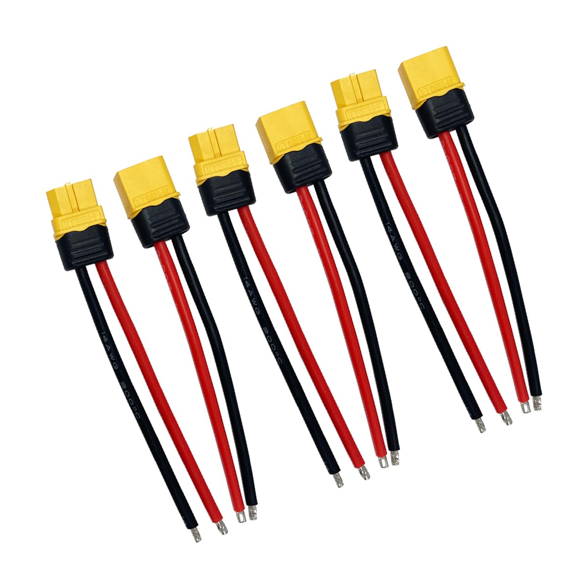 6Pcs 3Pairs XT60H XT 60H XT-60H Plug Male Female 3.5mm Gold Plated Pins Connector Sheath Cover Cap with 14AWG 100mm Silicon Wire Cable Leads for RC LiPo Battery FPV (RCXT60HW3P)