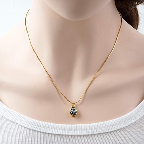 Miniatura 5 de Adabele Collar con colgante de pera de cristal drusa natural de 18.0in galvanizado, cristal curativo de cuarzo, piedras preciosas de chakra, joyería