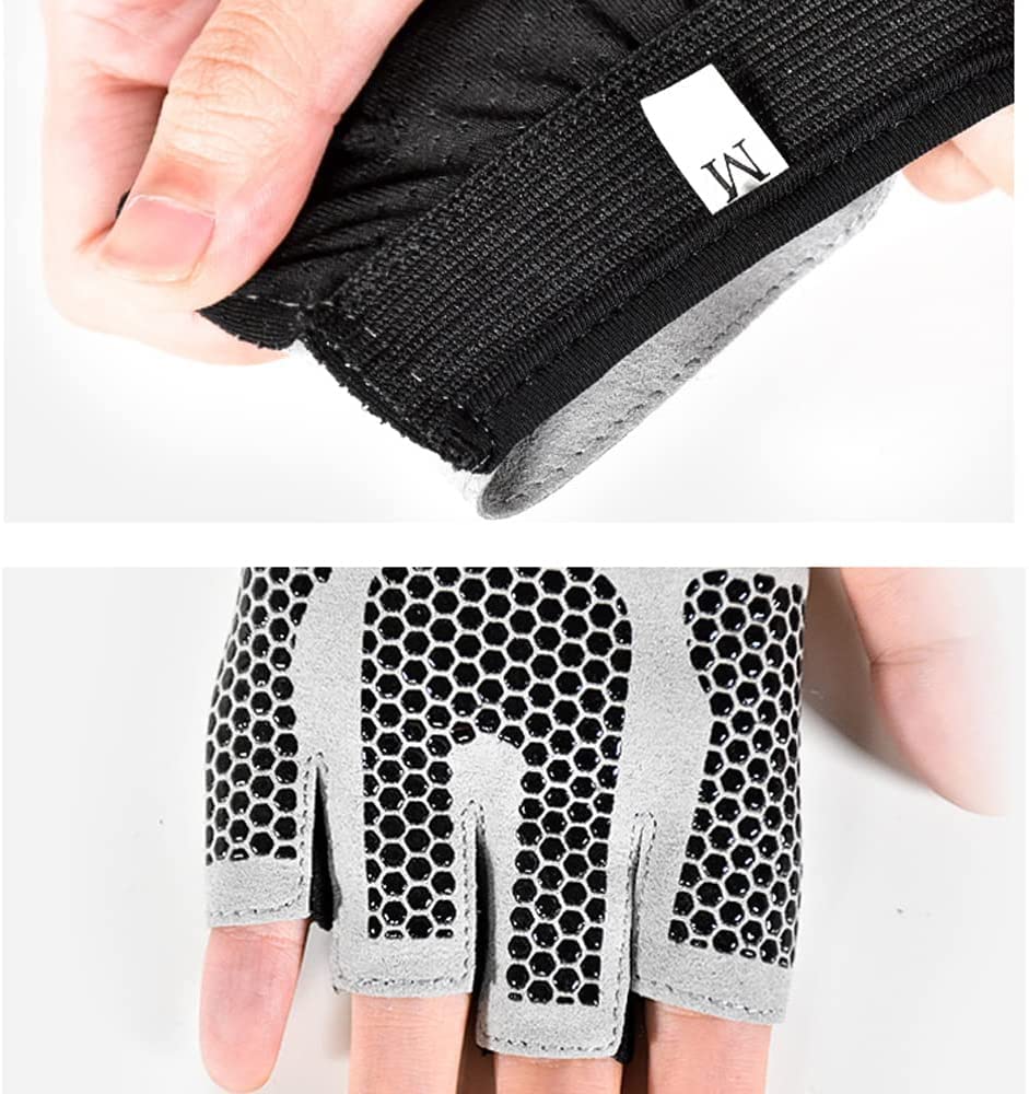 Guantes profesionales para gimnasio, fitness, medio dedo, hombres, mujeres, para ejercicio, entrenamiento, guante, levantamiento de pesas, culturismo, protector de manos (color: B, tamaño: L) (R