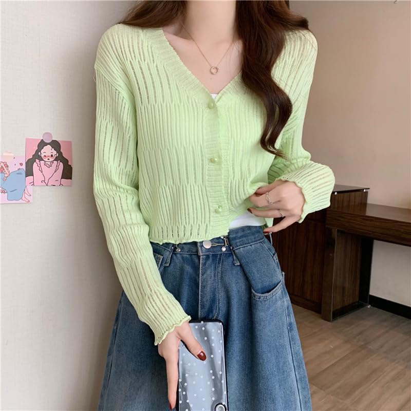 Image of ICW Women's Knitted Ribbed Cardigan Long-Sleeve V-Neck Button-Up Shrug Jacket Top Dn85