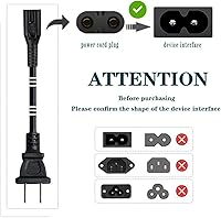 Vista 2 de Cable de alimentación de 2 clavijas compatible con TCL Roku Smart LED LCD HD TV - UL Listado TCL Roku TV Cable de alimentación AC Plug
