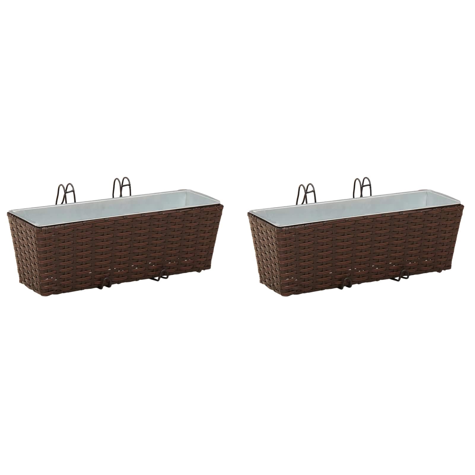 Geecher Ringhiera Metallo, Fioriera per Railing da Balcone Esterna con Design a Trapezio e Motivo in Stile Rattan, 50 x 17 x 17 cm, Metallo, per Balconi e Terrazze