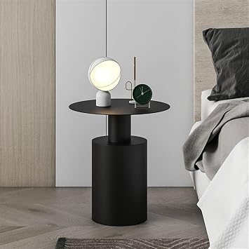 Side Table, Tea Table, Coffee Table, Sofa Side Table, Light Luxury, Living Room Corner Table, Bedside Shelf, Iron Minimalist Round Table, for Living Room, BedroomBlack
