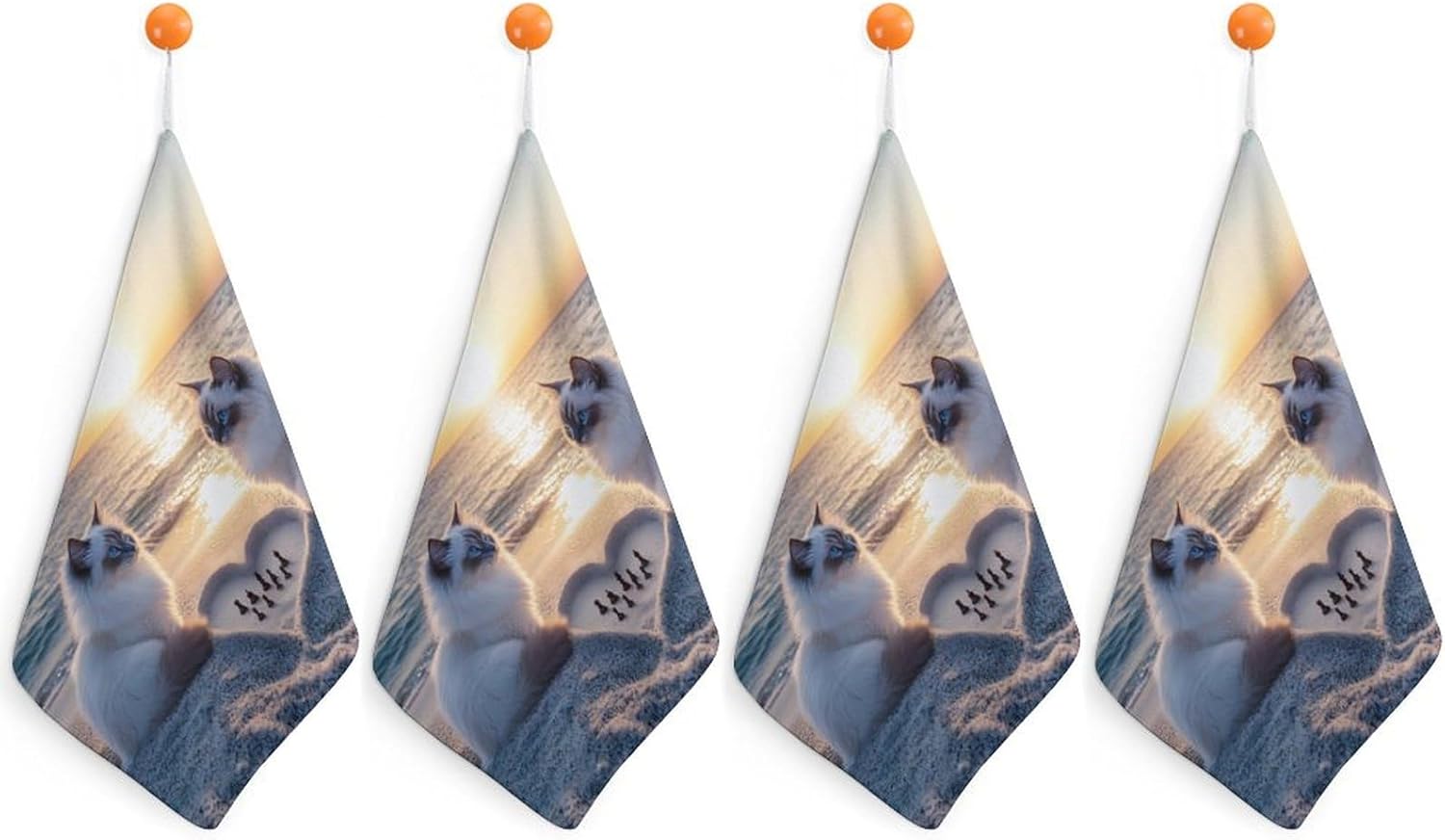 Cat Playing Chess Beach Towel Hand Towels Decorative Towel for Bathroom Kitchen Shower Gym 4PCS