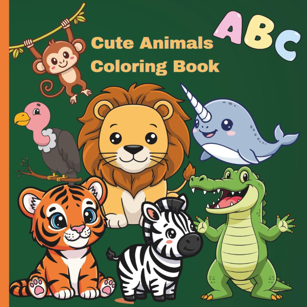 Cute Animals Coloring Book for Kids: Educational Coloring Pages with Animals and Alphabets for Kids Ages 3-5