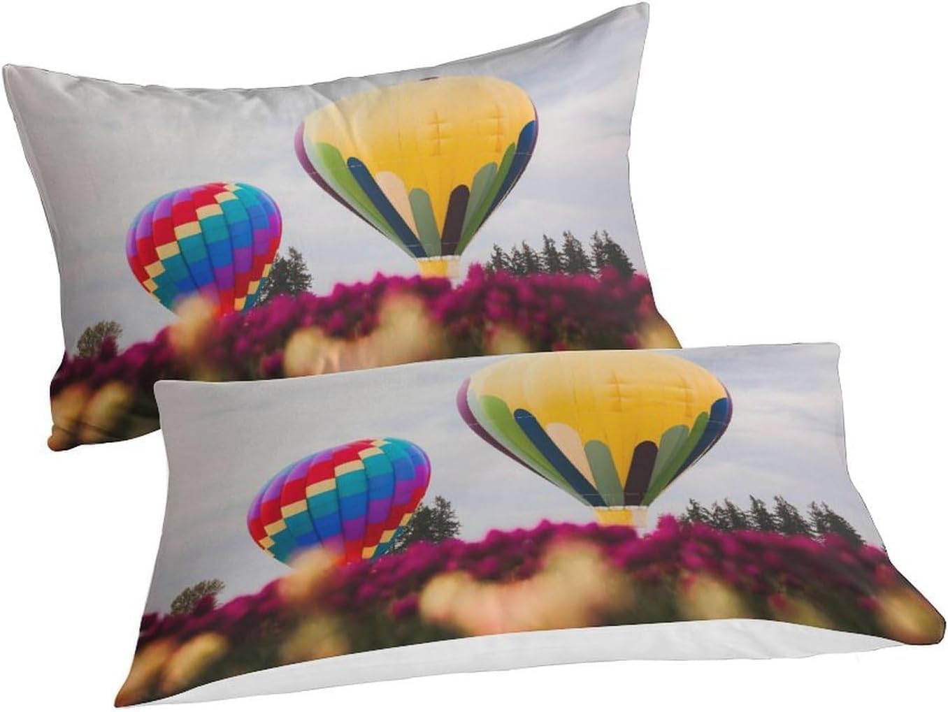 Poszwa na kołdrę 240x260 balon na ogrzane powietrze miękka mikrofibra narzuty na łóżko 2-osobowe drukowane 3D Pola kwiatowe Poszewki na kołdrę z 2 poszewkami na poduszki i zamkiem błyskawicznym 65x65