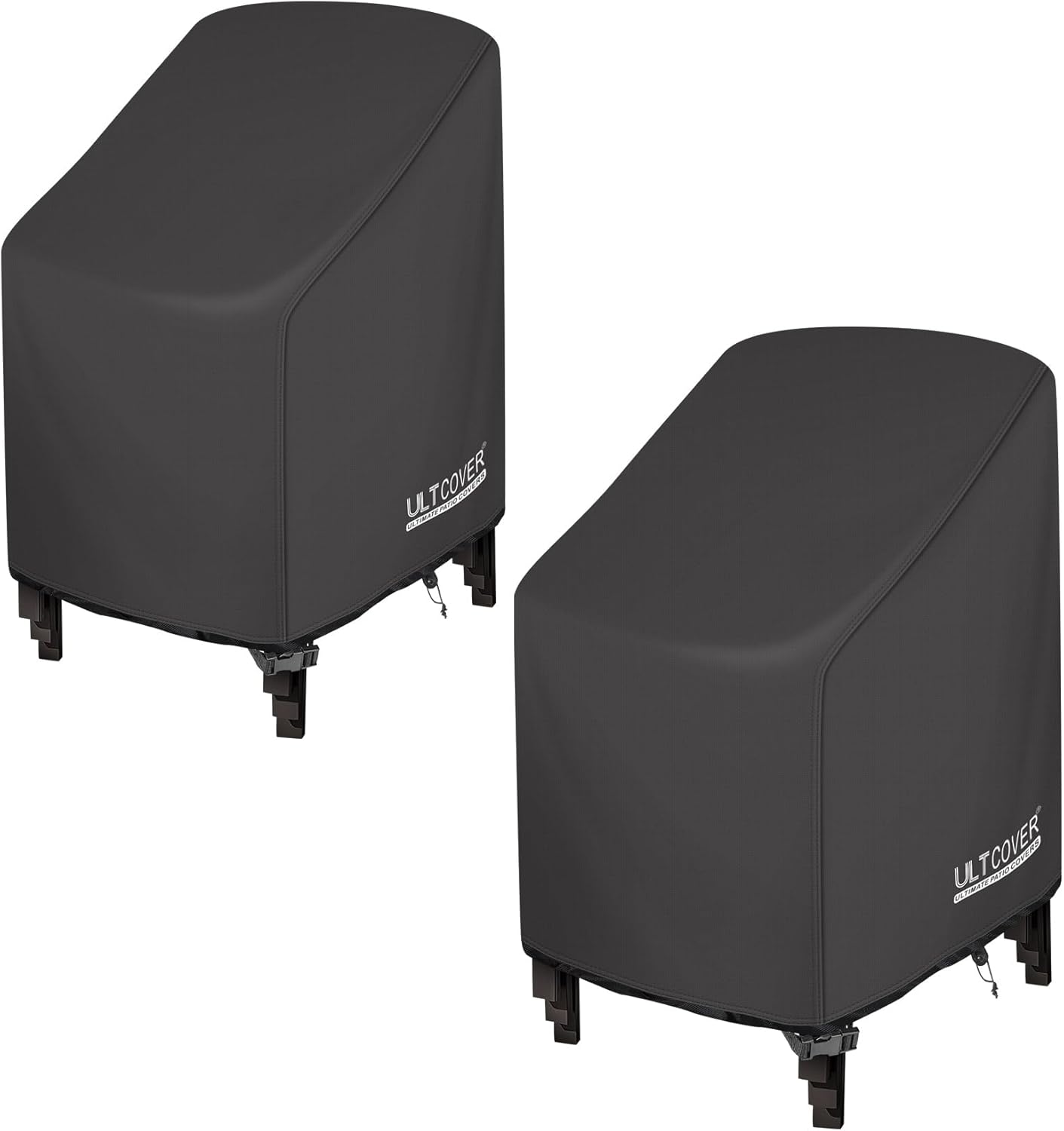 ULTCOVER Stackable Patio Chair Cover – Waterproof Outdoor Stack of Chairs Cover 2 Pack Fits Up to 26W x 34D x 45H inches, Black