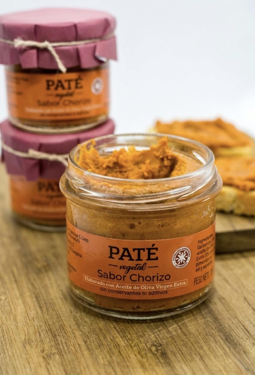 Paté Vegetal Sabor Chorizo (Pack 4x115g) Alternativa Saludable- Con AOVE y Proteína de Garbanzo - Vegano, Gourmet - Sin Aditivos
