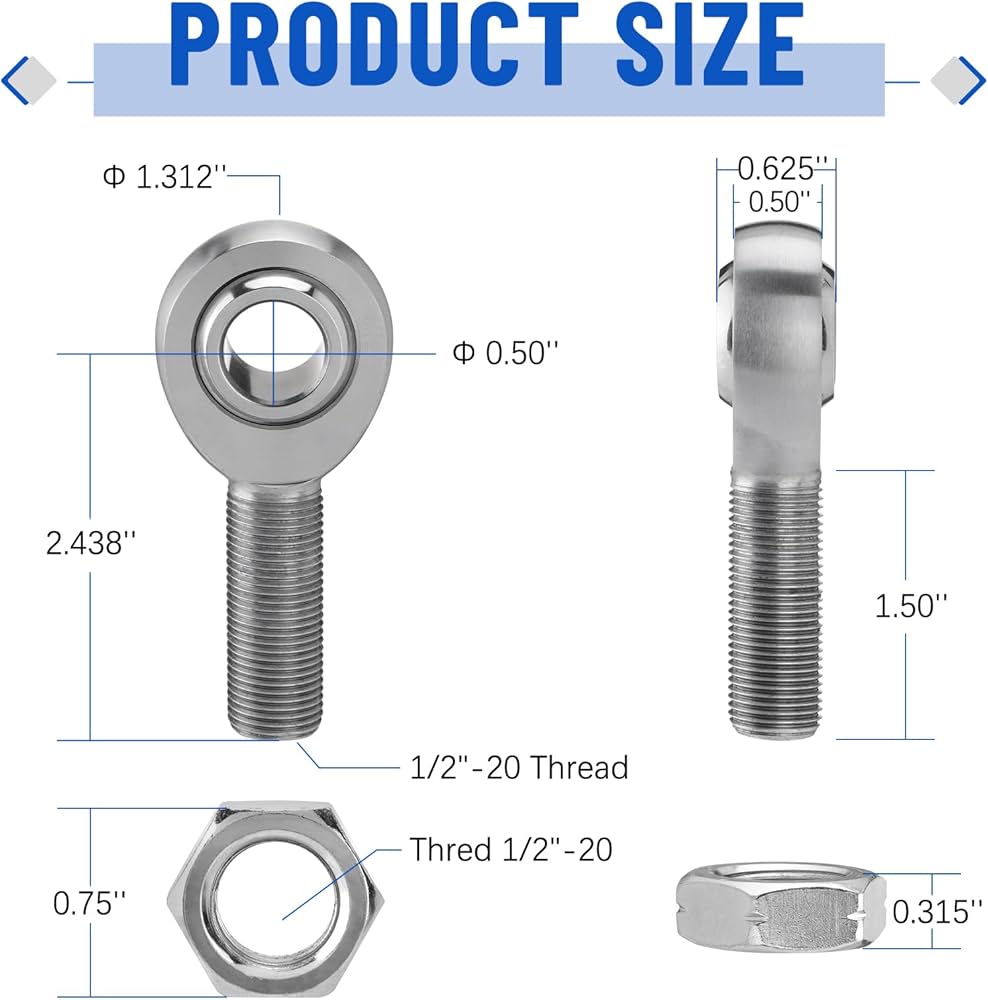 Amazon.com: SPARKWHIZ 1/2” Heim Joint Rod End Kit, Left and Right