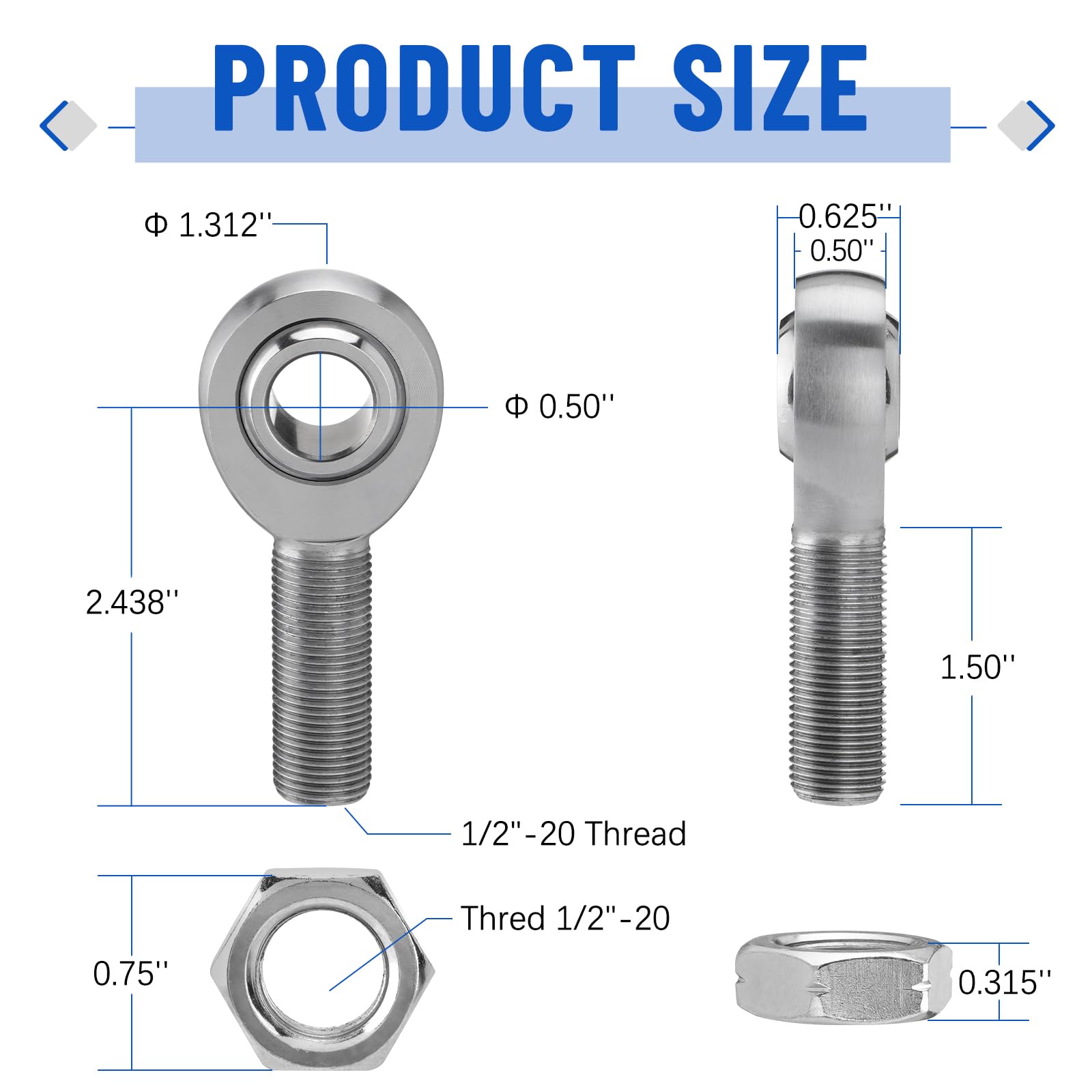 Heim Joint Kit - 1/2" Rod Ends for Automotive & Industrial -2